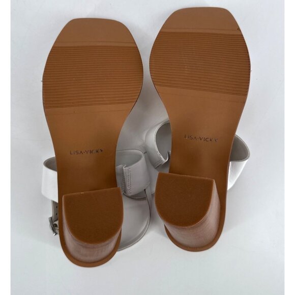 Lisa Vicky Womens Slingback Sandals White Heeled Square Toe Size 9 Oasis - Picture 5 of 11